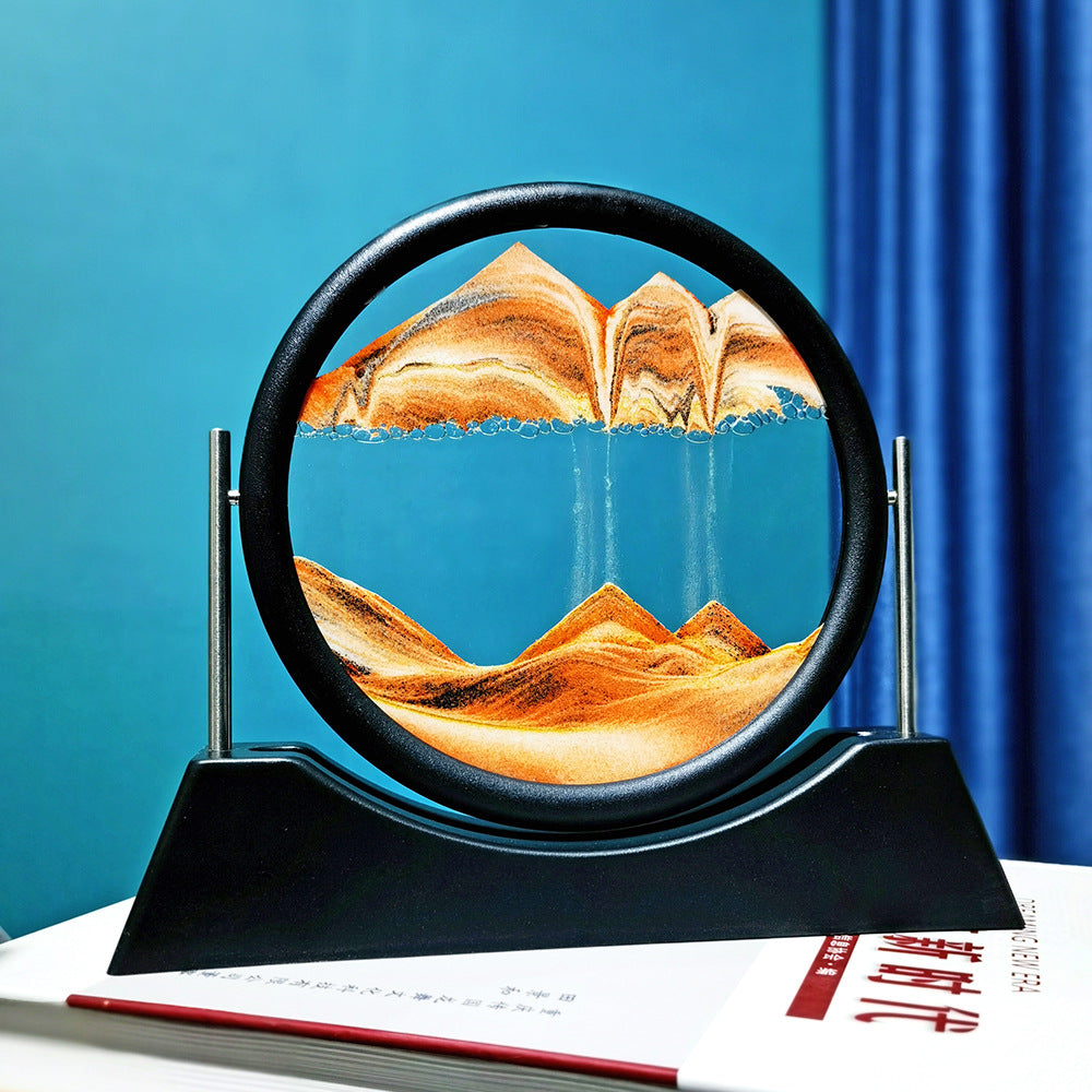 12" 3D Sand Art - Round Glass Ocean Sandscape Decor.